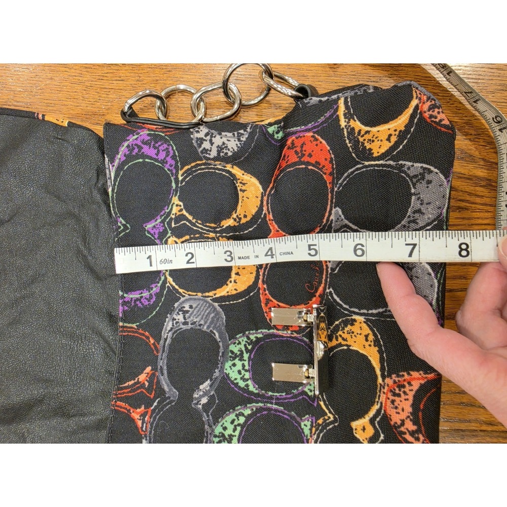Y2K Coach Scribble Print Chain Strap Shoulder Bag Black Multicolor Medium - Picture 9 of 11